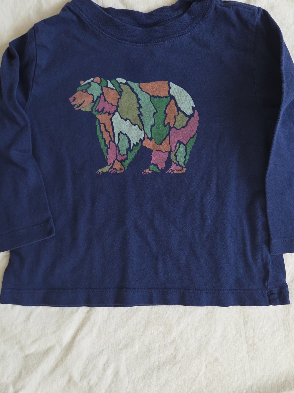 Hanna Andersson Bear Print Long Sleeve Toddler T-Shirt Blue 2T
